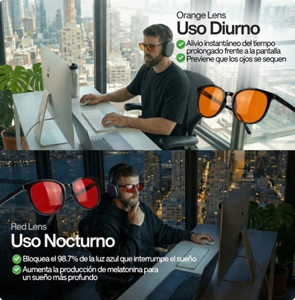 Velara Gafas Unisex Lentes Rojos Anti-Luz Azul